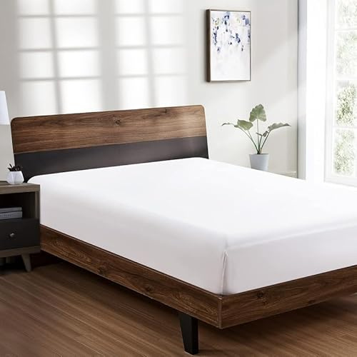 DTEX HOMES Single Fitted Sheet 100% Egyptian Cotton 400 Thread Count Deep Pocket 40cm Hotel Quality Sateen Weave Long Staple Single Bed Sheets (90 x 190cm)