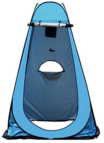 De feuilles Tente Portable de Douche Pop Up Confidentialité Cabine Essayage Toilette Imperméabilisant pour Camping Extérieur Intérieur Pêcher avec Poche (Bleu)