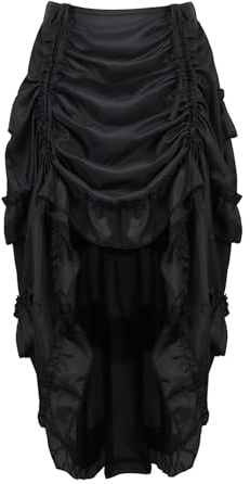 Grebrafan Steampunk Pirate Skirt for Corset Women Party Clubwear M Black