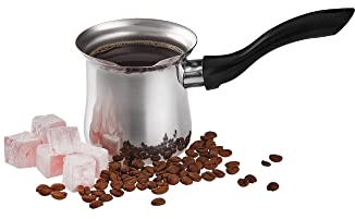 DESTALYA Cafetera Turca, 300 ml, Negra, Acero Inoxidable, Para Mantequilla, Chocolate, Leche, Agua, Cezve (Cafetera Negra)