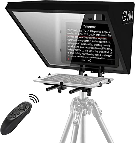 GVM Teleprompter für Tablet DSLR Kamera Smartphone, Tragbares 18'' Teleprompter Kit mit Fernbedienung & App, unterstützt Kamera-Weitwinkelaufnahmen, Videoaufzeichnung und Live-Streaming Interview