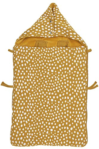 Meyco Baby Cheetah Fußsack für den Autositz (bequem und warm, kompatibel mit Autositzen der Gruppe 0, maschinenwaschbar, aus 100% Baumwolle, Größe: 40 x 82 cm), Honig Gold