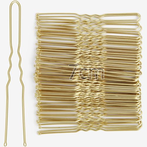 Mbsomnus 50 Stück Haarnadeln 7cm U-Förmige Haarnadel Bobby Pins Gold | Haarspangen Metall, Haarklammer für Damen, Mädchen, Frauen, Haarzusätze, Friseursalon