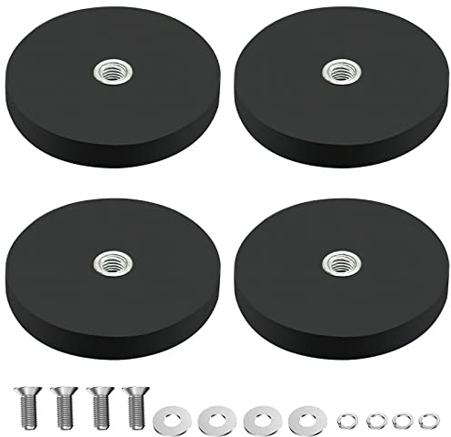4 x Neodym Magnete Gummiert Ø 43mm Mit M6 Innengewinde, 10kg Haftkraft Magnetsysteme mit Gummimantelm, Gummi Runde Magnete mit Gewinde für Schrauben Öse oder Haken