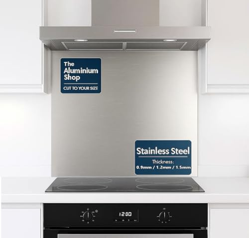Stainless Steel Brushed Kitchen Splashback 0.9mm Thick Cooker Hob Wall – Multiple Size Options (500mm x 750mm)