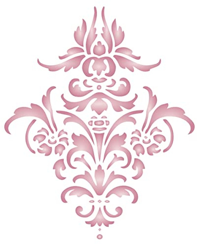 Blume Damast Schablone, 11,43 x 14 cm (M) - Vintage Floral Damast Blumen Allover Tapete Muster Schablonen zum Malen Vorlage