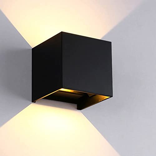 ZHMA 12W Aplique Pared Exterior,3000K Luz Blanca Cálida Aplique Pared Interior,Haz Regulable Lampara Pared IP65 Impermeable Para Exterior,Jardín,Mesillas,Pasillo,Terraza