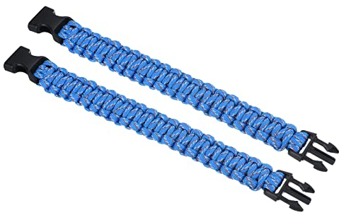 PATIKIL Survival Paracord Bracelets, 2 Pack Braided Parachute Cord Bracelet Party Favors Camping Gifts Outdoor Wraps for Men, Blue, Red