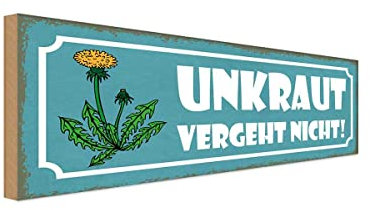 vianmo Holzschild 10x27 cm Unkraut vergeht nicht Garten Warnschild Hinweisschild Deko Geschenk Holz Schild