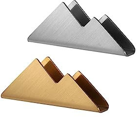 enyuwlcm Visitenkartenhalter aus Metall für Schreibtisch, Edelstahl, Visitenkartenständer für Büro, Tisch, Theke, Organizer, 2 Stück (Gold und Silber)