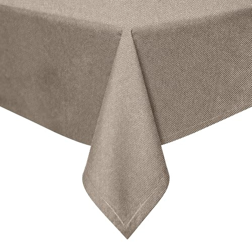 Tischdecke Outdoor Wetterfest - Gartentischdecke wetterfest mit Lotuseffekt - Abwaschbare Tischdecke für Garten Gartentisch (Beige, 160x220cm Oval)