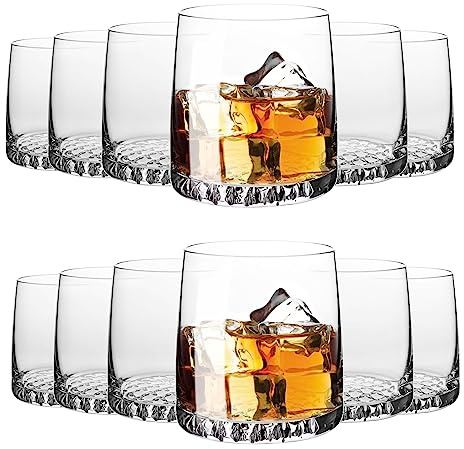 KIAPPO Whiskygläser Set 300 ml - 12 Stück Gläser Set - Kristallgläser - Whiskybecher Set - Cocktailgläser für Partys - Geschenke für Männer - Eventgläser - Partyservice Gläser