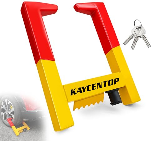 KAYCENTOP Universal Weel Lock Clamp, Wheel Chock Lock, Tire Lock Anti-Theft Wheel Lock, Great Deterrent Bright Color, for Trailers SUV Boats ATVs Motorcycles Golf Cart, 3 Keys