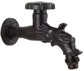 Wand Wasserhahn Vollkupfer-Einzel-Kalt-Schwarz-Wasserhahn Waschmaschine Und Wischbecken Mit Doppeltem Verwendungszweck Mehrzweck-Doppelkopf-Wasserhahn Einer Rein Und Zwei Raus Schwarzes Wischbecken