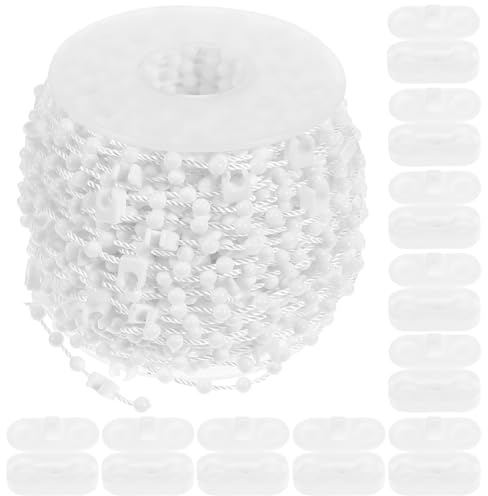 DOITOOL 1 Set Pesi Ciechi e Catene Clip Per Tende a Pacchetto Accessorio Per Tende a Cordini Con Perline Per Tende Bianca Filo Di Cotone Kit Di Riparazione Verticale