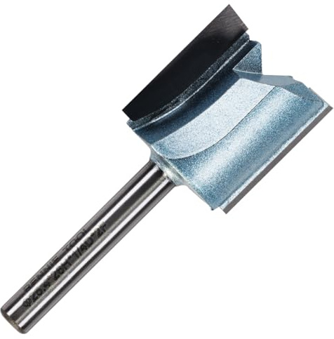 Rennie Tools Fräser-Bit, 25,4 mm Schnittdurchmesser x 26 mm Nut x 1/4-Zoll-Schaft TCT-bestückt, gerader Fräser-Bit, 2 Nuten, kompatibel mit Makita Bosch Trend Katsu Dewalt Oberfräsen usw., 2,5 cm