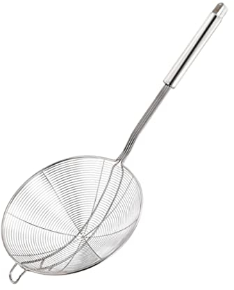 MAGICLULU Siebkelle Aus Edelstahl Drahtgeflecht Schaumlöffel Schöpfkelle Siebkelle Mit Griff Für Hot Pot Küche Braten Nudeln Abgießen Pasta Spaghetti Durchmesser Silber Hitzebeständig Ergono