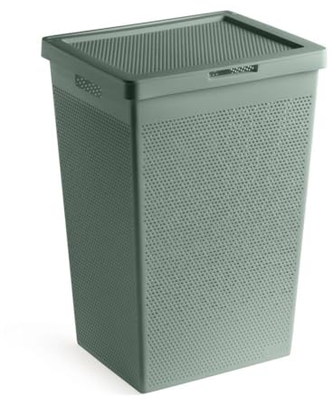 TATAY Bohol Panier à linge avec couvercle, Capacité 60 l, Polypropylène, sans BPA, plastique 100% recyclé, Vert, Dimensions : 42,5 x 35,5 x 62 cm
