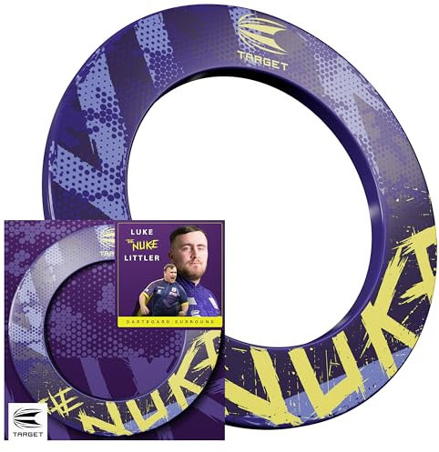 Target Darts Luke Littler Dartboard Surround | The Nuke Dart Board Schutzring, kompatibel mit Allen Steeldarts Dartscheiben, lila & gelbe Dart Surrounds, einfach installierende Wandschutz Außenringe