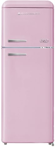 PYRAMIDEA Frigorifero Vintage Colorato Rosa Satinato Doppia Porta Ventilato 240 L Lordi (206 L Netti) MAMBO2402P