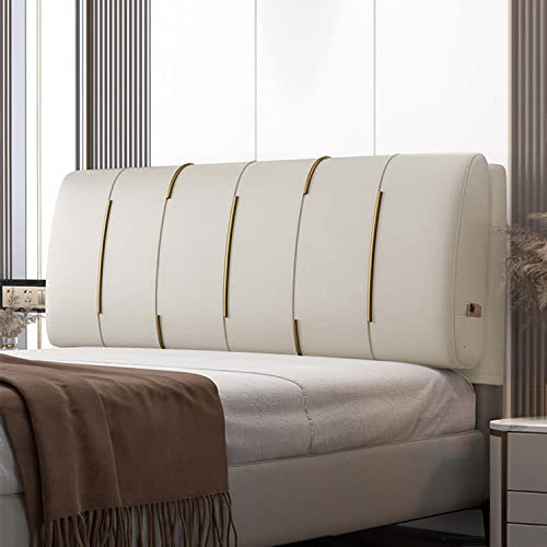 Abwischbares gepolstertes Kopfteilkissen für Zuhause, Schlafzimmer, großes Wandkissen mit abnehmbarem Bezug, weiß, übergroße Rückenlehne, Nackenrolle, Vollkeil, Sitzbank, Tagesbett, Kopfteil, 150 cm