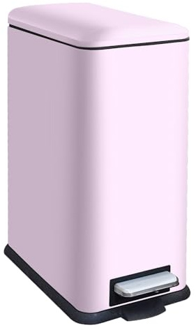JM ·YIPENG Mülleimer Küche,Schmaler Tretmülleimer mit Deckel,Rosa Mülleimer | 30L, Edelstahl Küchenmülleime mit Inneneimer, Softclose-Deckel, Rechteckiger Abfalleimer für Küche, Bad, Schlafzimmer, Büro