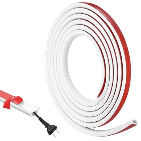 Mini Kabelkanal Selbstklebend, 3 Meter Kabelkanäle, Flexible Kabelabdeckung Wand Decke, Kabelbrücke Boden, Halbrund Kabel Kanal Weiß Flach für Kabel Verstecken von 1 Kabelschutz Kabelschacht Weiss