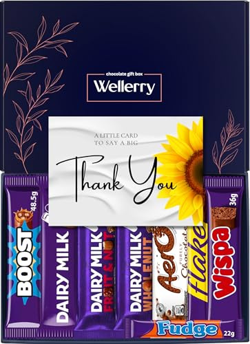 Wellery Chocolate Gift Box – Double Sealed for Gifting – 8 Full Sized Bars – Thank You Letterbox Gift Hamper – For Kids, Friends, Colleagues, Teachers, Grandparents, Him & Her
