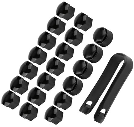 Saluaqui Cappucci di Protezione per Dadi Ruota 17 Mm Set Nero di 20 Copriviti per Cerchioni in ABS di qualità Coprimozzi Robusti Antifurto per Auto (Black)