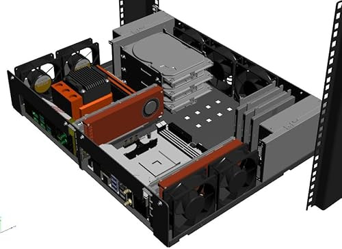 R-CASE 2 PRO - RACK Gehäuse 19 Zoll, 2U Größe, 2 x mITX, 3x HDD, 3x SSD, 2x GPU Low-Profil, 2x FLEX ATX