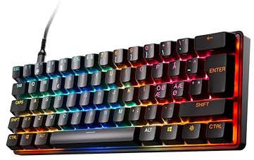SteelSeries Apex Pro Mini Gen 3 Interruptores OmniPoint 3.0 - Accionamiento Ajustable - Rapid Trigger - Preajustes - Modo protección - Rapid Tap/SOCD - RGB - Teclas PBT - USB-C - Diseño Nor QWERTY