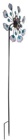 Milisten Moulin à Vent Décoratif Fer avec Queue De Paon Rotative Piquet Stable à Enfouir pour Jardin Pelouse Extérieur Ornement Jardin Original