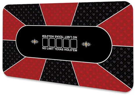 LaiEr Poker Mat 10 Players Texas Hold'em Poker Rubber Mat Poker Topper for Tables Folding Portable Poker Table Top Layoutw for Poker Games Blackjack Casino(200 * 100 * 0.2cm,Red)