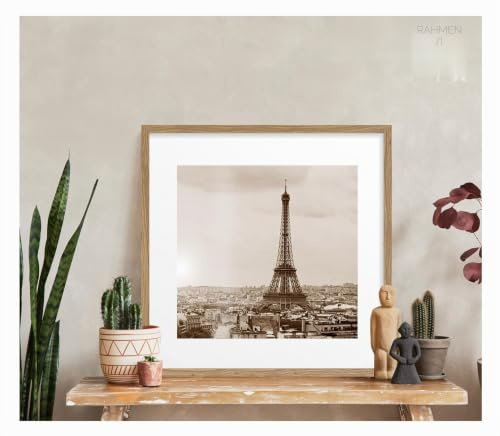 Pix FRAMES Bilderrahmen 40x40 cm - Holz Fotorahmen - Eiche | Holzbilderrahmen mit Plexiglas - Bilderrahmen Holz zum Aufhängen - Wooden Picture Frame - Photo Frame zum Aufstellen