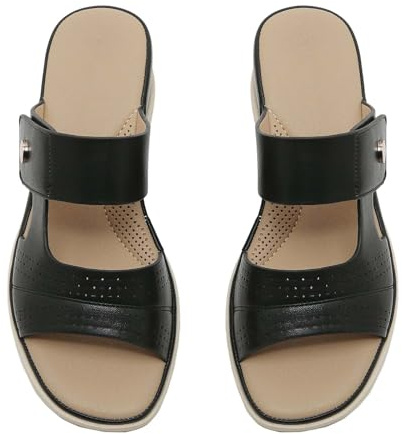 Sandales d'été pour femme orthopédiques élégantes ouvertes devant chaussures orthopédiques à la mode plante large pantoufles maison plage sandales slip-on antidérapantes douces chaussons compensés