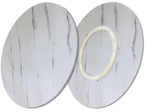 SMELEDFCFK Plateau Rotatif Table Ronde Plateau De Service 50/60/70/80/90/100cm Plateau Tournant Grande en Bois Plateau Tournante Silencieux Assiette De Service(White Marble,50cm/20in)