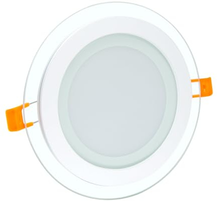 G.W.S® 12W Crystal Glass Edge Round Circle LED Recessed Flat Panel Downlight Ceiling Light Neutral White (4000K), LED Driver Included