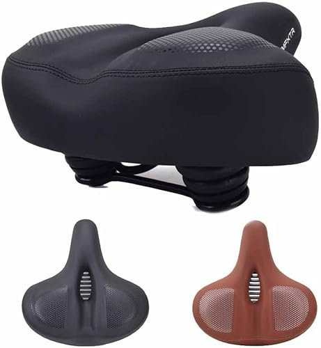 ergoSoftergoSoft - Ergonomischer Fahrradsattel für Herren & Damen – Bequemer, Stoßdämpfender & Atmungsaktiver Sattel – Breiter Komfortsitz, Ideal für Trekking, MTB & Citybike (Schwarz)