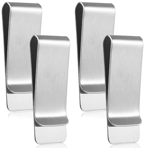 4 Stk Geldklammer Edelstahl Geldklammern für Geldscheine, Metall Tragbare Geldscheinklammer Herren Frauen, Geldspange Money Clips für Bargeld Rechnungen Dokumente Banknote Visitenkarte Kreditkarten
