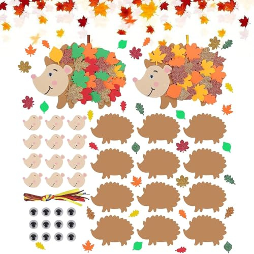 Xusxes 12-teiliges Bastelset Igel für Kinder, Bastelset, Igel, DIY, Herbst- und Winteraktivitäten, kreative Freizeit für Kinder, DIY, Halloween, Weihnachtsdekoration
