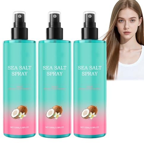 Meersalzspray Für Damen Und Herren, Leichter Halt, Frizz-Kontrolle Und Mehr Volumen – Für Mühelos Welliges Und Lockiges Haar, Natürlicher Halt, 100 Ml (3pcs)