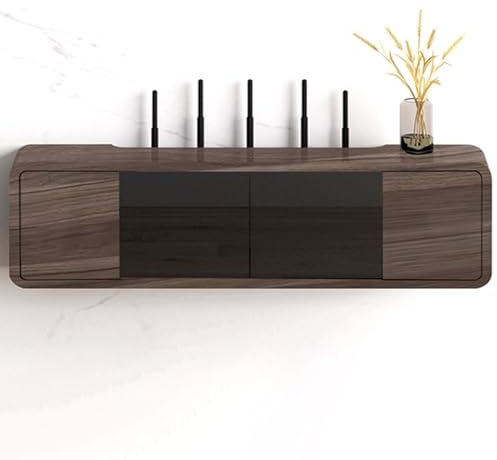 YHWKGZ Mueble Organizador Para Router WiFi, Armario Multimedia, Organizador de Pie con 2 Puertas de Cristal Para Salón, Almacenamiento Invisible, Gran Capacidad(50cm/19.6in)