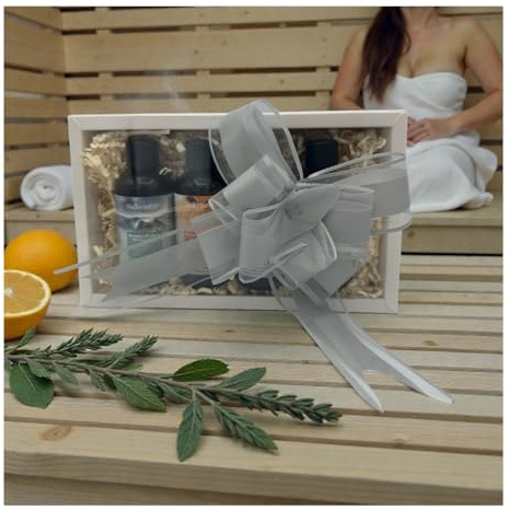Saunaduft Geschenk Set – 4x100ml Saunaaufguss & Sauna Duft Konzentrat | Für Sauna & Dampfbad | Bergkräuter, Orange/Mandarine, Eukalyptus/Salbei, Minze/Lemongras