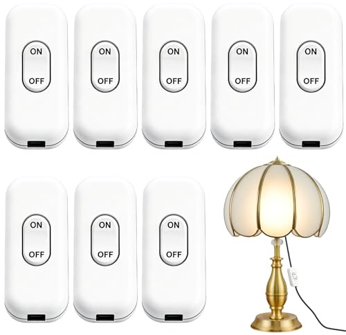 8 Stück Zwischenschalter, 6A 250V Kabelschalter Gerätetaste Schalter 2 und 3 Polig, Schalter Lampe für Tischlampe, Nachttisch alle Arten von Elektrischen Lampen(Weiß)