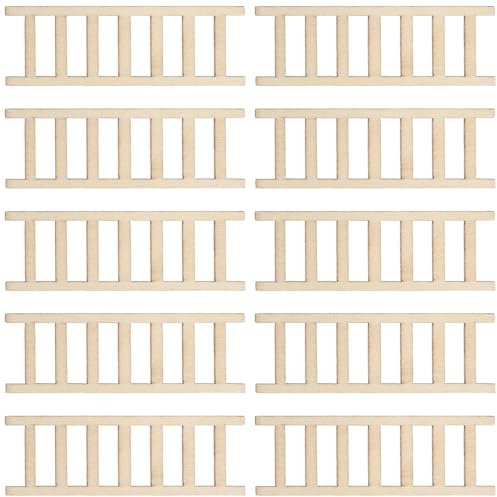 ibasenice 10pcs Miniature Wooden Ladder for Dollhouse Accessories, Micro Decor Step Ladder for Fairy House Diy, Small Doll House Staircase Model for Miniature Scene Craft