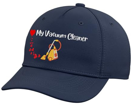 Vacuum Cleaning Lover Traditional Vacuum Cleaner with Cords Adjustable Printed Baseball Hat, Navy Blue