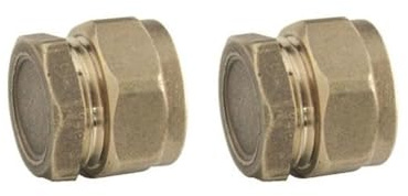 HULTHOR 8mm Compression Stop End Brass – 2 Pack Pipe Blanking Cap for 8mm Copper Pipe – Compression End Cap with Nut & Olive – Plumbing Stop End Fitting for Water or Gas Pipe