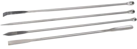 Eminchu Espátula de Laboratorio de Acero Inoxidable, Juego de Cucharas Mezcladoras de Doble Cabeza Fuerte para Laboratorio y Hogar, Acero Inoxidable 304, Juego de 4 Piezas para un Mejor Trabajo