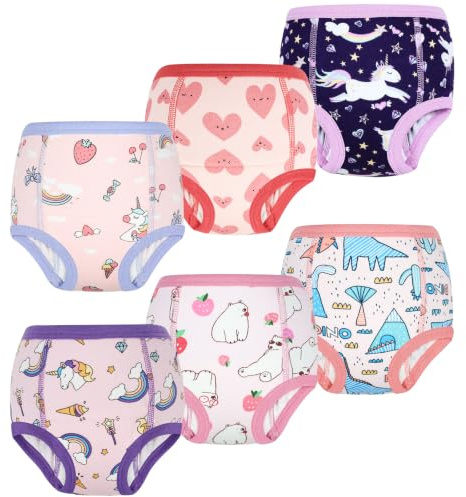 MOEMOE BABY Culotte Apprentissage Propreté Garcon Lot de 6 en Coton,Culotte d'apprentissage Enfant Absorption Légère, pour Crèche et Quotidien,2-6 Ans