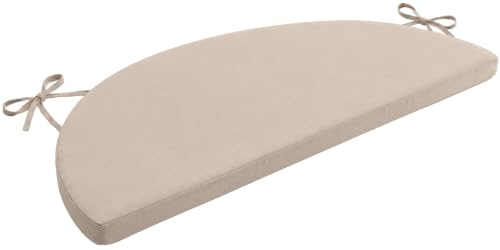 CLP Coussin de Banc Demi-Lune pour pavillon Rosie, Rembourrage 5 cm, Housse Amovible & Attaches, 115x57 cm Couleur crème